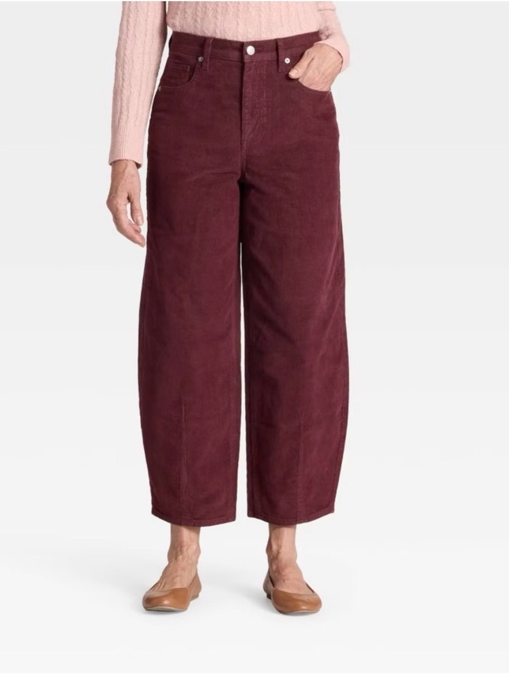 NWT Women’s Universal Thread Easy Barrel Corduroy Pants Burgundy Sz 14,16